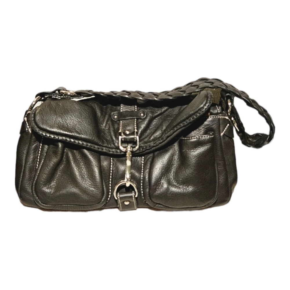 Donald J Pliner Black Leather Shoulder Bag Size Small